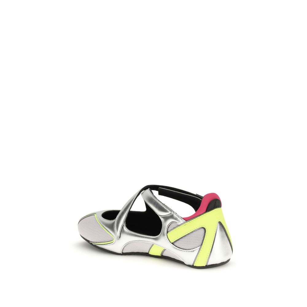 The Attico Silver Polyurethane Ballet Flats The Attico