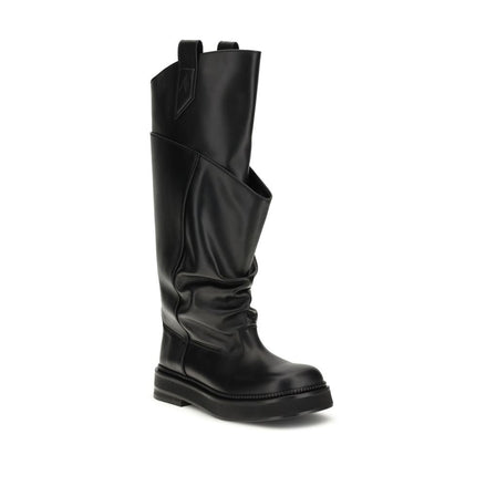 The Attico Black Calf Leather Bos Taurus Boots The Attico