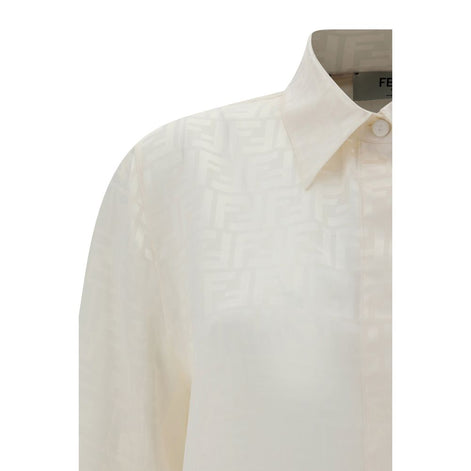 Fendi White Silk Pattern Shirt Fendi