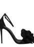 Dolce & Gabbana Black Satin Stiletto Heel Sandals Dolce & Gabbana
