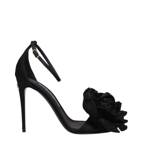 Dolce & Gabbana Black Satin Stiletto Heel Sandals Dolce & Gabbana