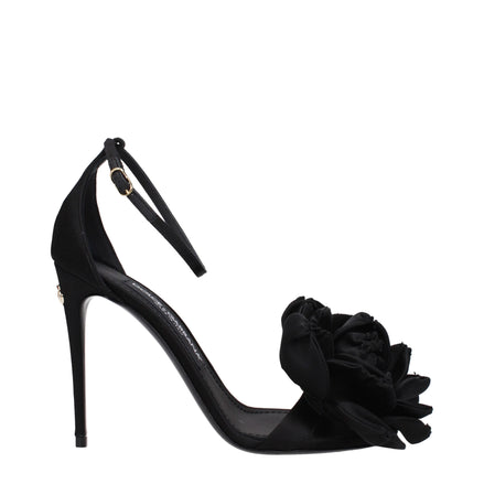 Dolce & Gabbana Black Satin Stiletto Heel Sandals Dolce & Gabbana