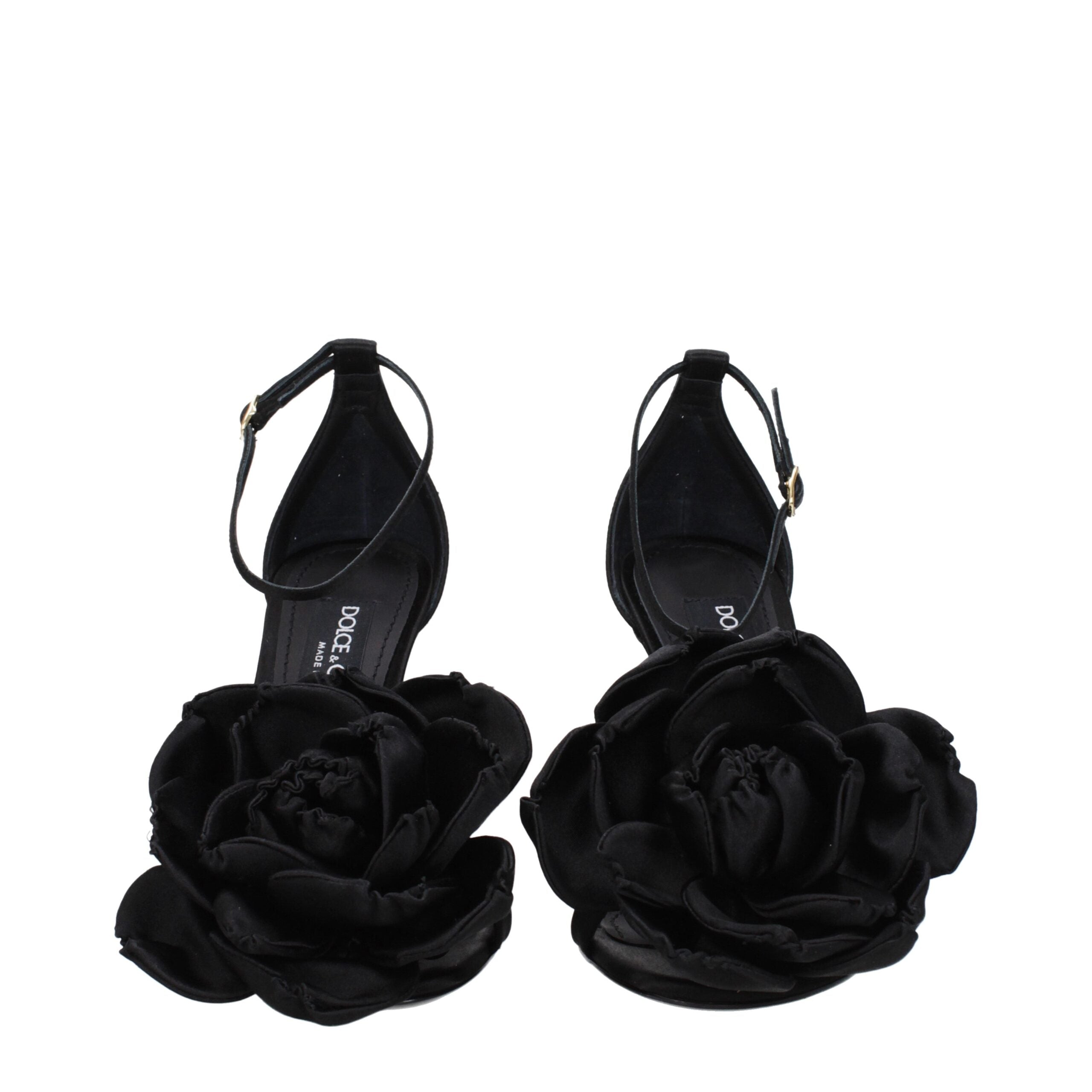 Dolce & Gabbana Black Satin Stiletto Heel Sandals Dolce & Gabbana