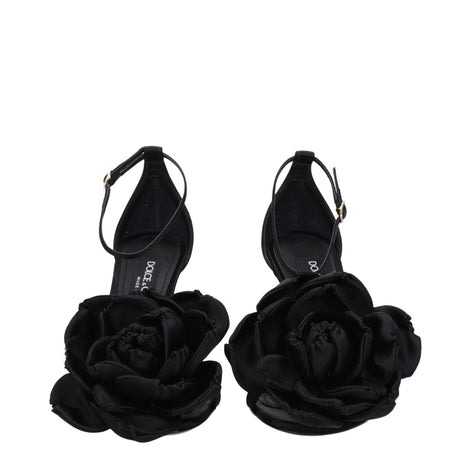 Dolce & Gabbana Black Satin Stiletto Heel Sandals Dolce & Gabbana