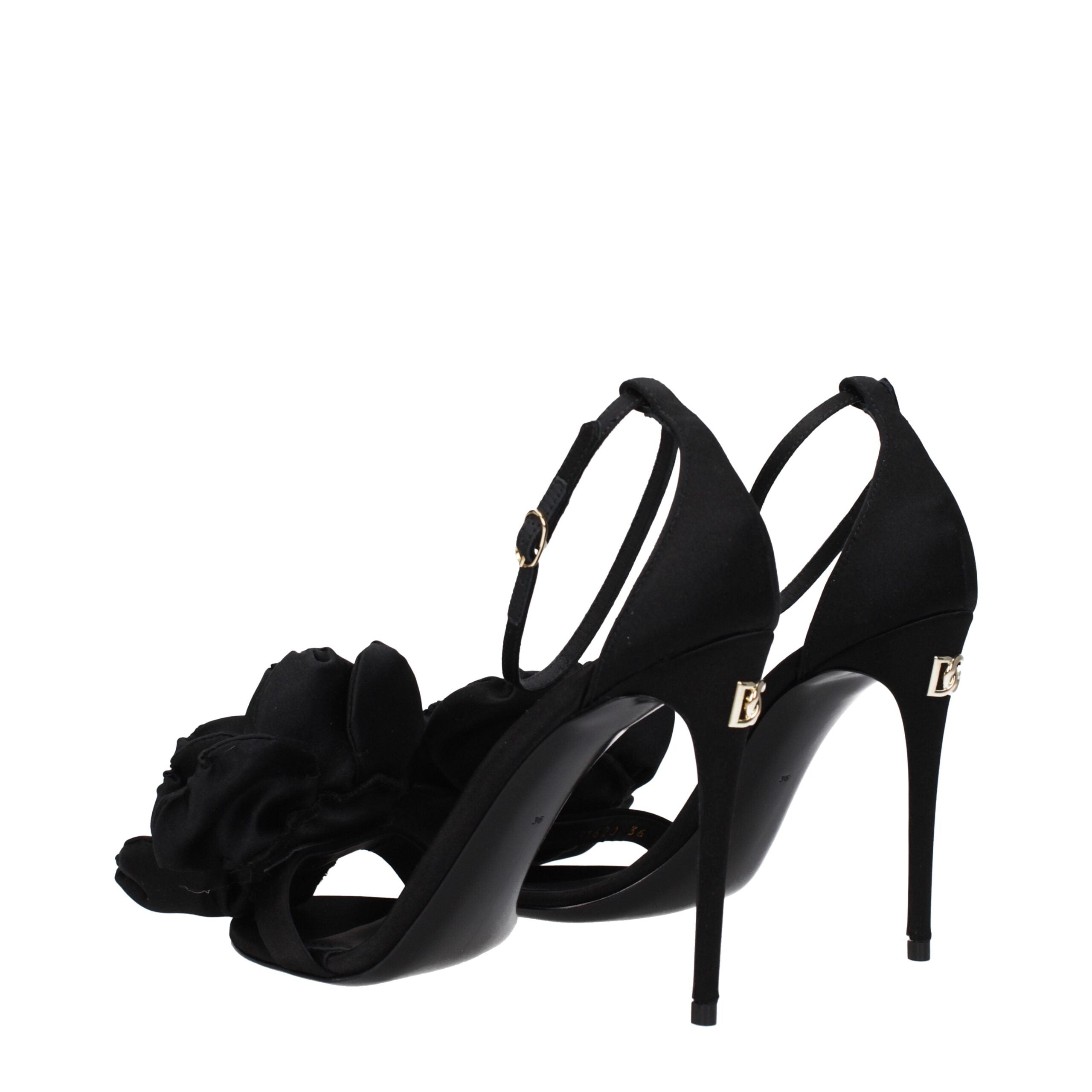 Dolce & Gabbana Black Satin Stiletto Heel Sandals Dolce & Gabbana