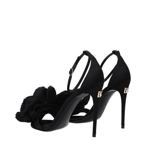 Dolce & Gabbana Black Satin Stiletto Heel Sandals Dolce & Gabbana