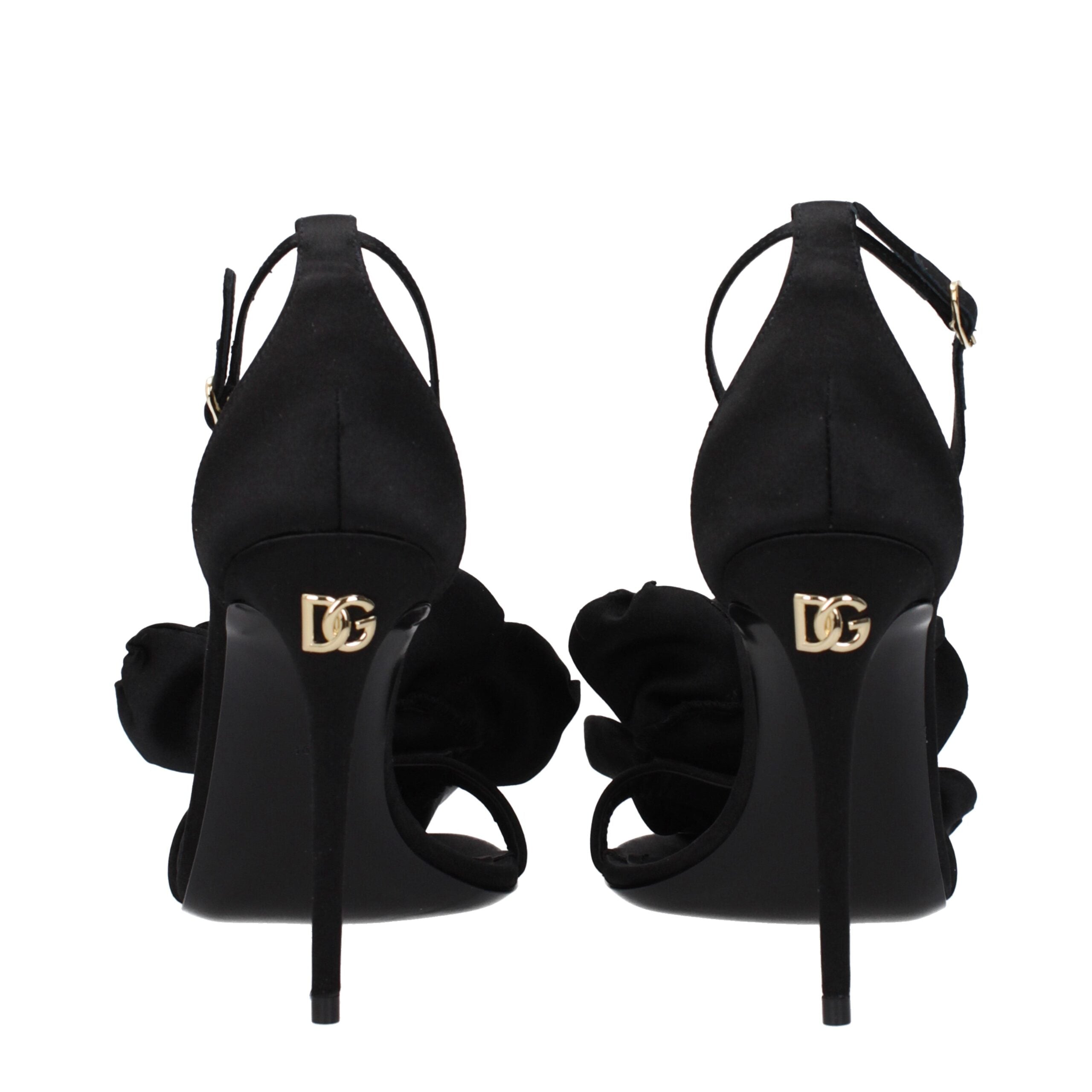 Dolce & Gabbana Black Satin Stiletto Heel Sandals Dolce & Gabbana