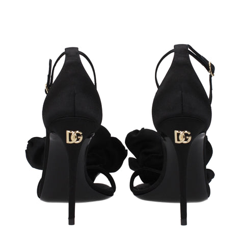 Dolce & Gabbana Black Satin Stiletto Heel Sandals Dolce & Gabbana