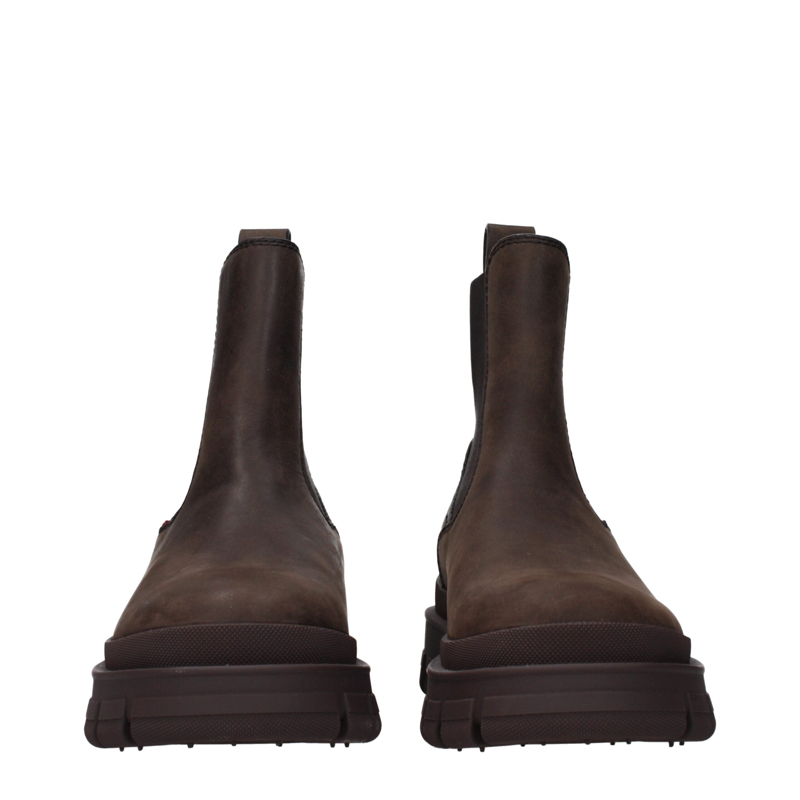 Moncler Brown Leather Ankle Boots Moncler