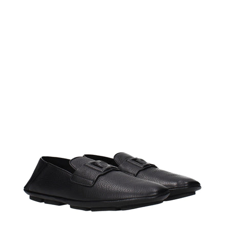 Dolce & Gabbana Black Leather Slip-On Loafers Dolce & Gabbana