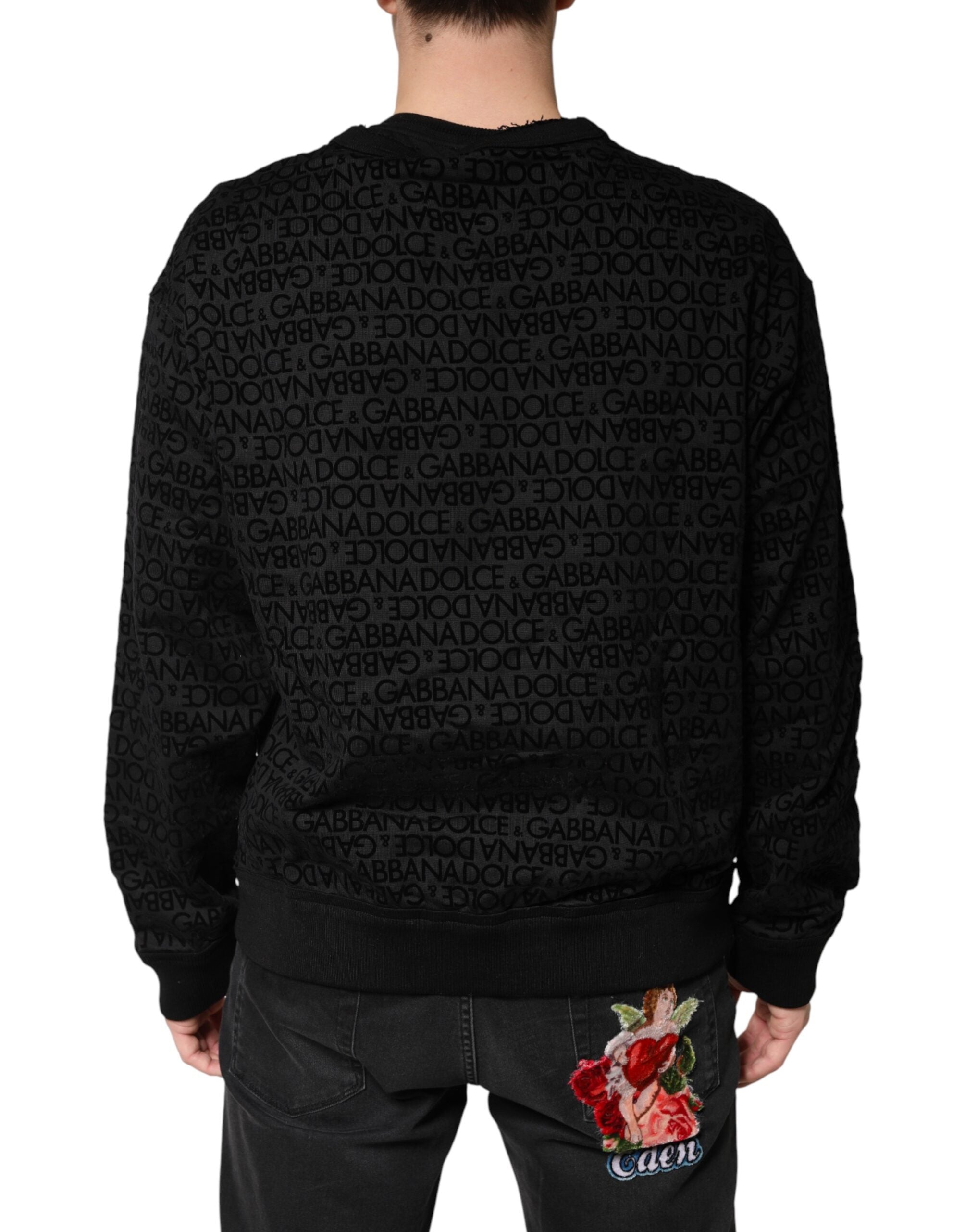 Dolce & Gabbana Black Monogram Crew Neck Sweatshirt Sweater Dolce & Gabbana