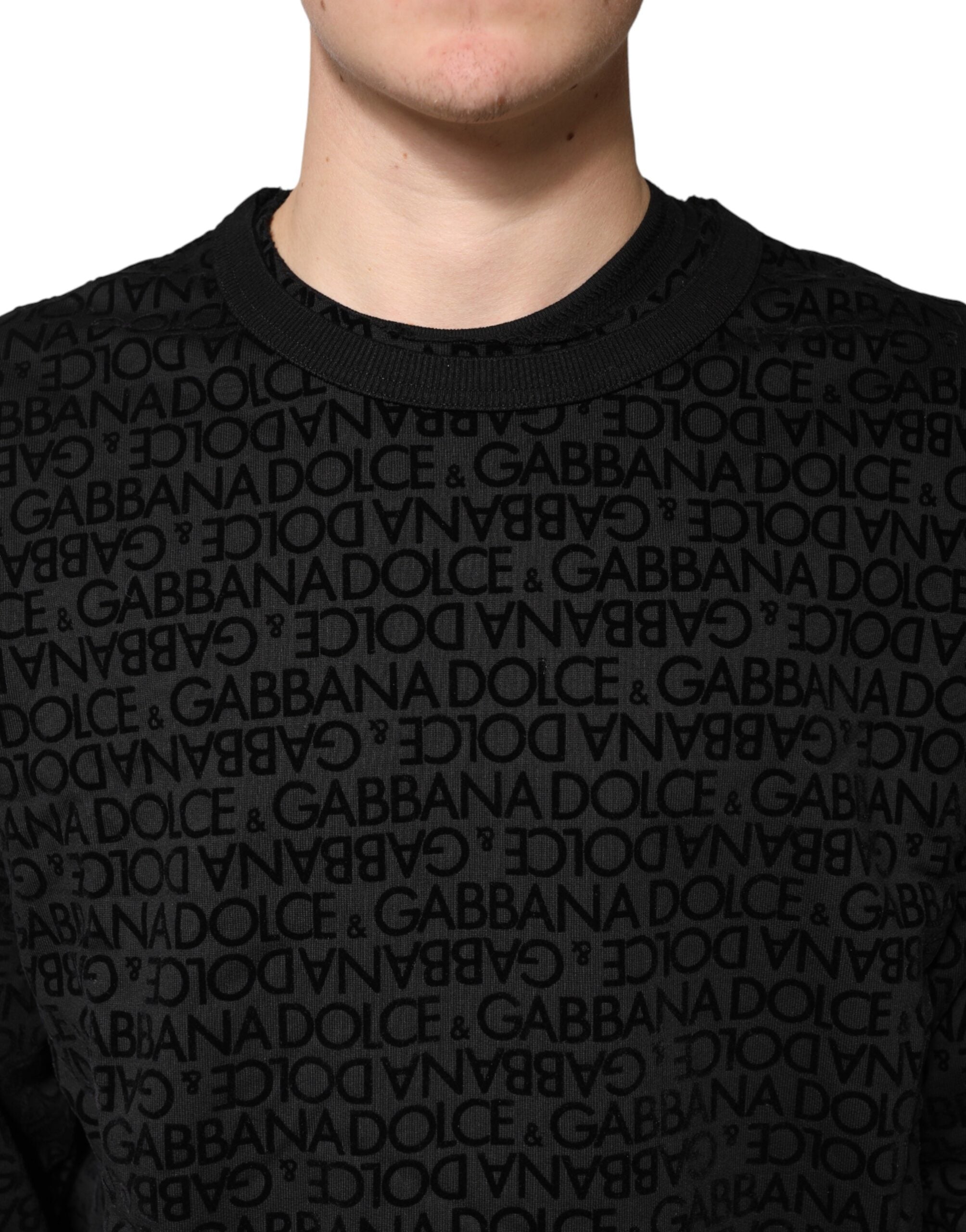 Dolce & Gabbana Black Monogram Crew Neck Sweatshirt Sweater Dolce & Gabbana