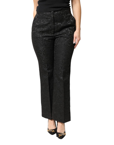 Dolce & Gabbana Black Floral Brocade High Waisted Trouser Pants Dolce & Gabbana