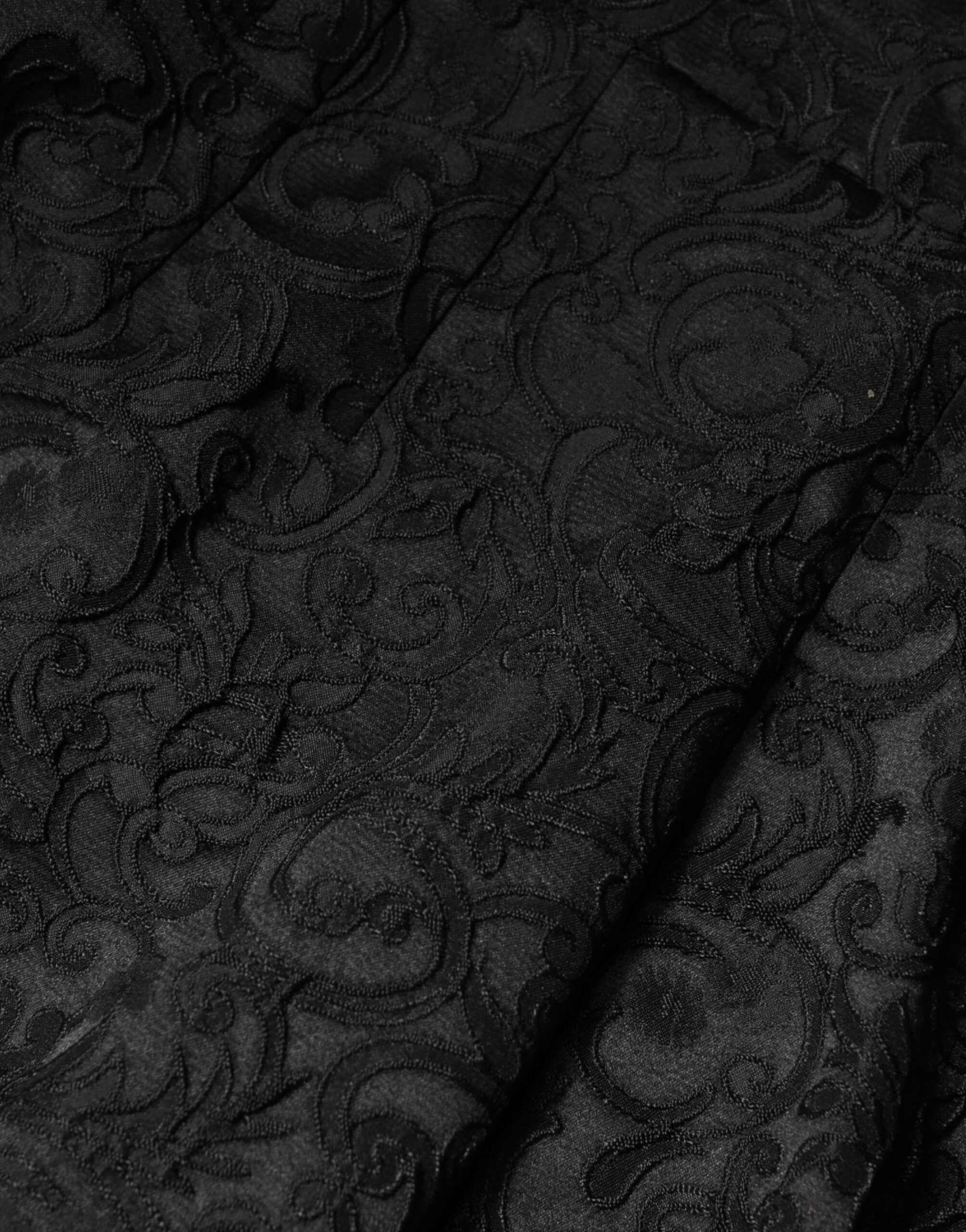 Dolce & Gabbana Black Floral Brocade High Waisted Trouser Pants Dolce & Gabbana