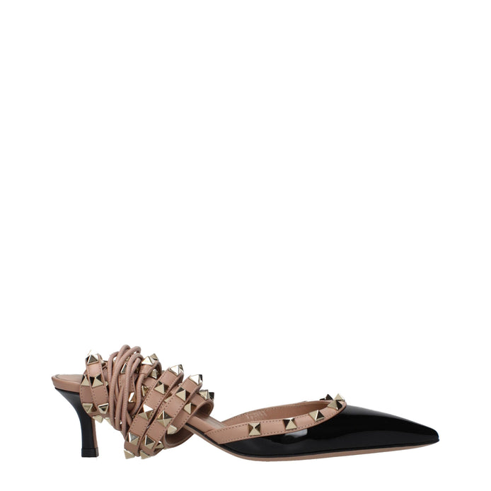 Valentino Garavani Black Leather Strap-On Sandals Valentino Garavani