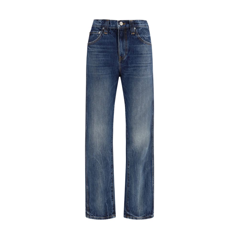 Khaite Blue Cotton High-Waisted Jean Khaite