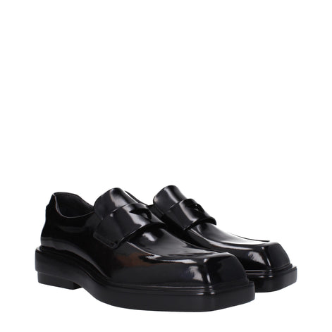 Prada Black Leather Slip-On Loafers