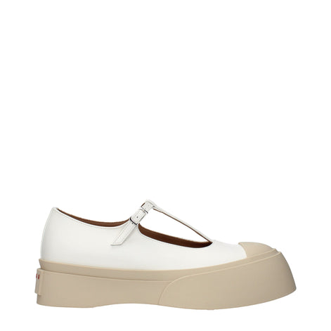 Marni White Leather Slip-On Loafers Marni