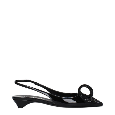 Prada Black Leather Flat Sandals Prada