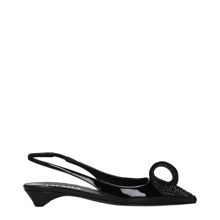 Prada Black Leather Flat Sandals Prada