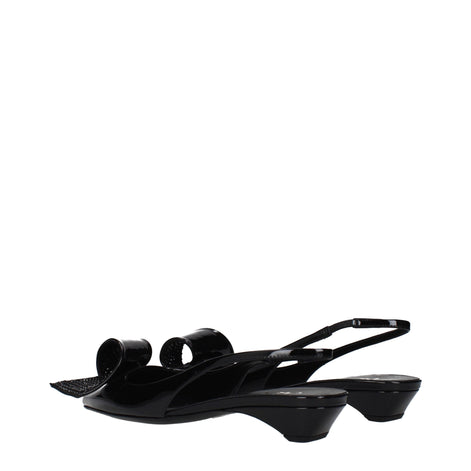 Prada Black Leather Flat Sandals Prada
