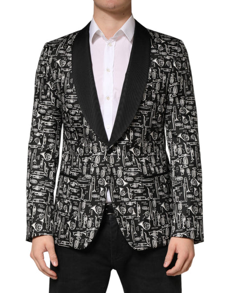 Dolce & Gabbana Black Jazz Club Silk Single Breasted Blazer Dolce & Gabbana