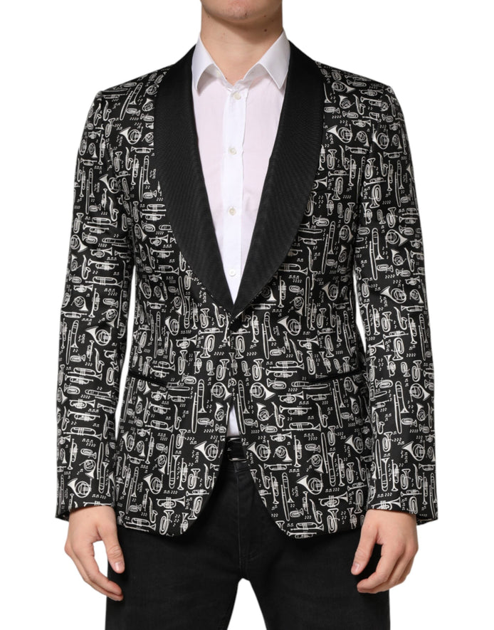 Dolce & Gabbana Black Jazz Club Silk Single Breasted Blazer Dolce & Gabbana