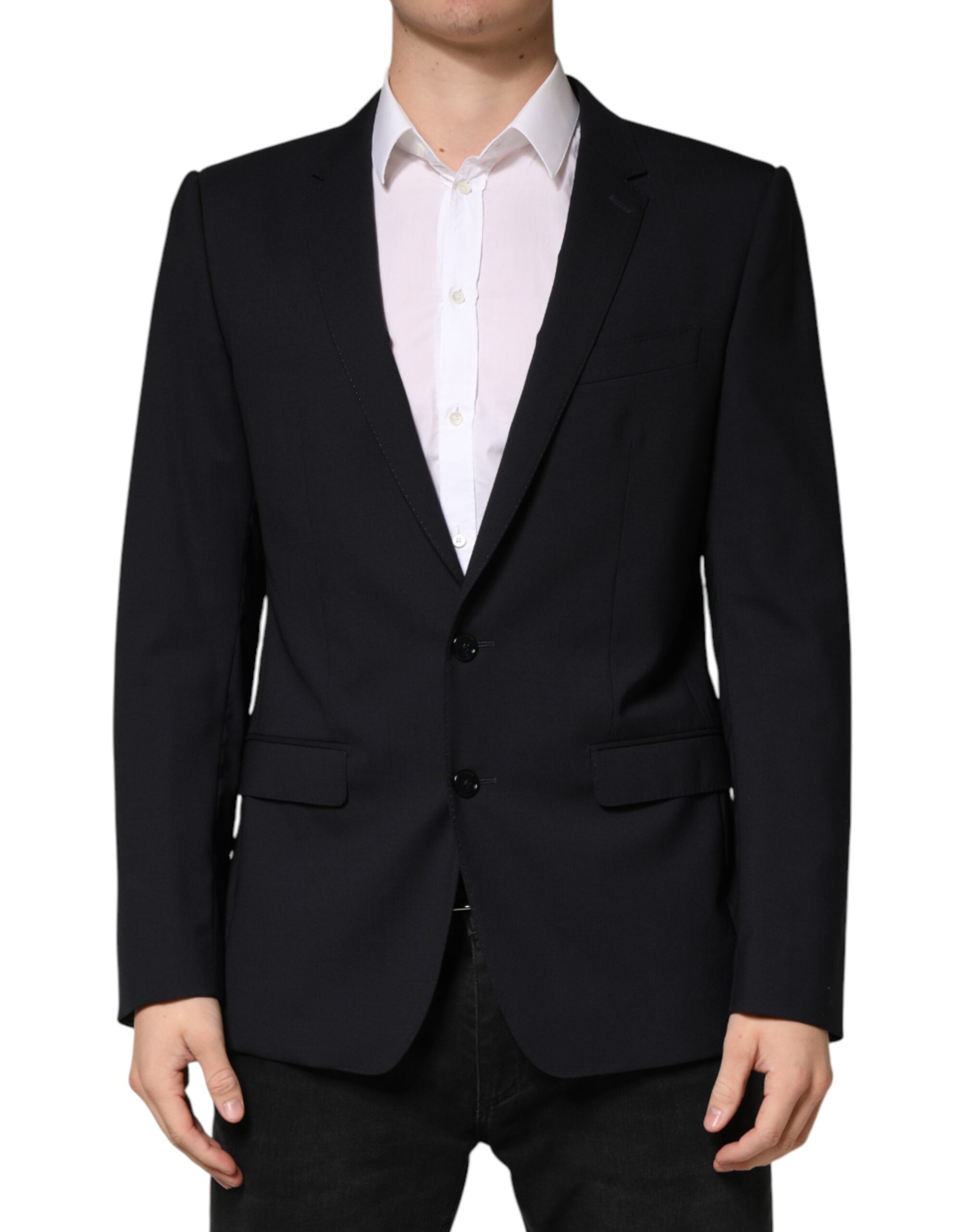 Dolce & Gabbana Schwarzer Wollblazer, einreihig, 2 Knöpfe