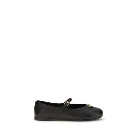Prada Black Lamb Ovis Aries Aries Ballet Flats Prada