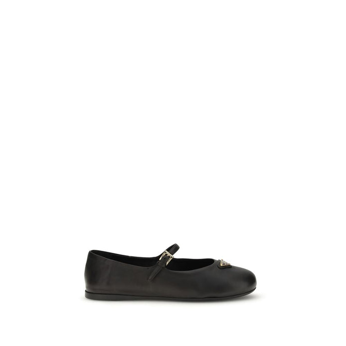 Prada Black Lamb Ovis Aries Aries Ballet Flats Prada