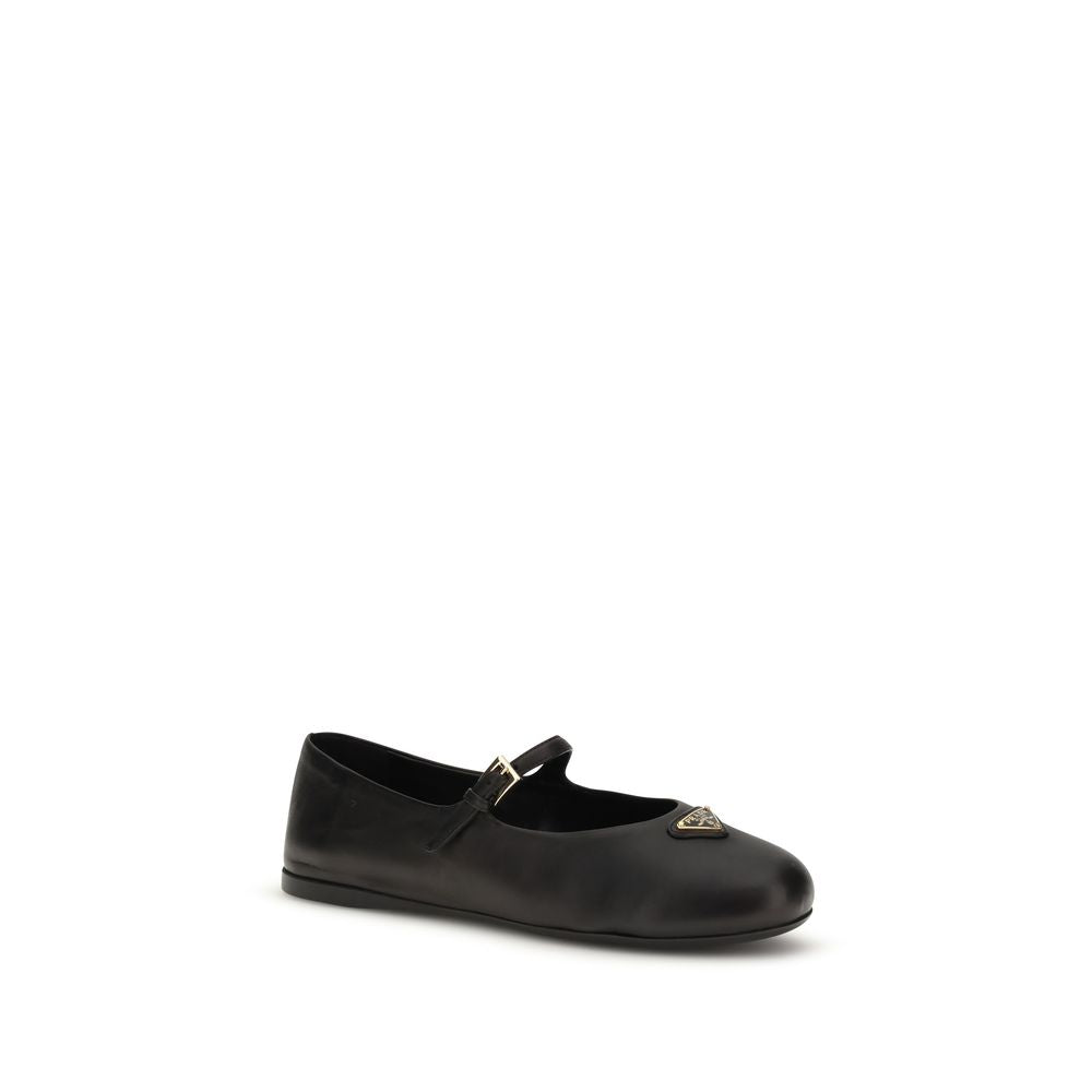 Prada Black Lamb Ovis Aries Aries Ballet Flats Prada
