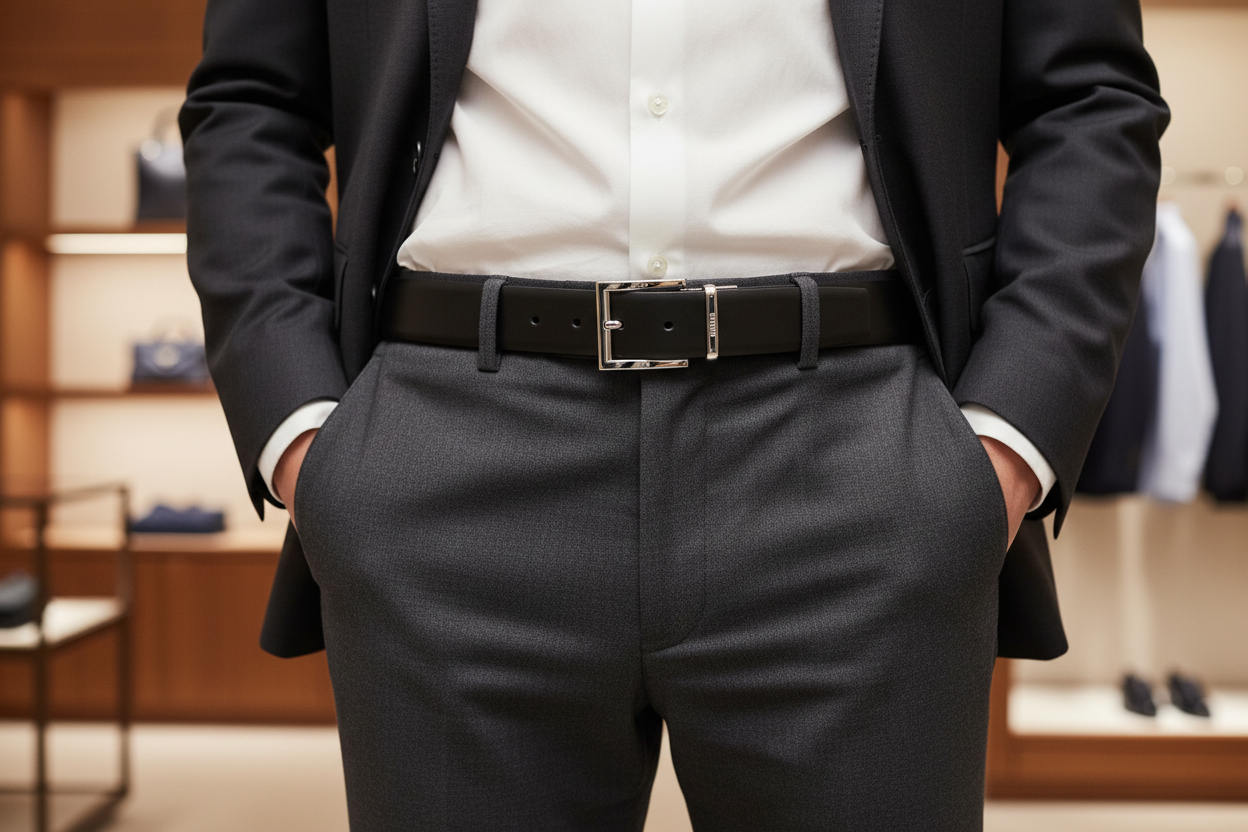 Ceinture Prada Bos Taurus Regular en cuir de veau noir