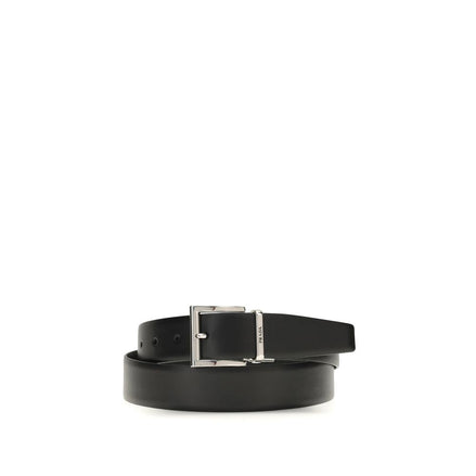 Prada Black Calf Leather Bos Taurus Regular Belt Prada