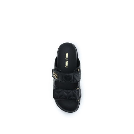 Miu Miu Black Napa Leather / Calf Bos Taurus Slippers Miu Miu