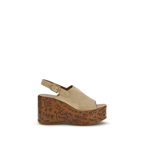 Chloé Beige Lamb Ovis Aries Aries Platform Sandals Chloé