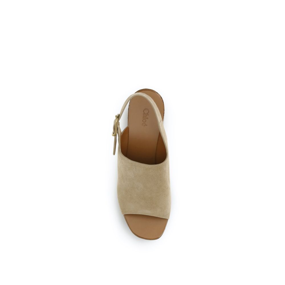 Chloé Beige Lamb Ovis Aries Aries Platform Sandals Chloé