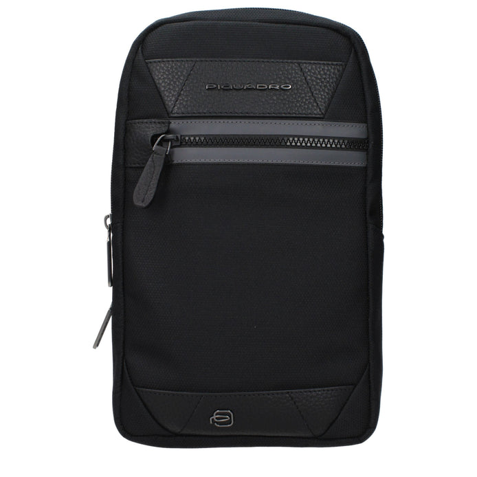 Piquadro Black Fabric Crossbody Bag Piquadro