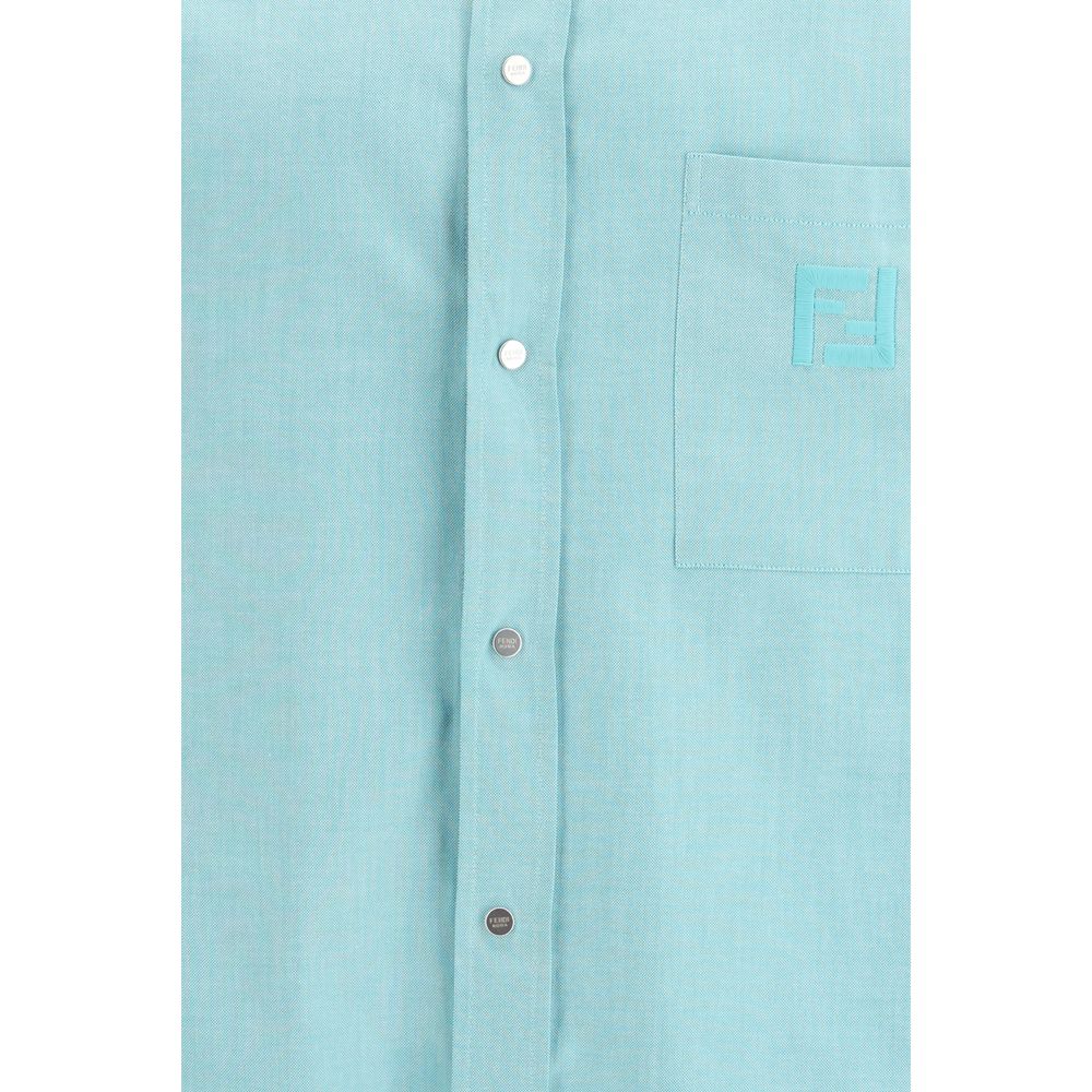 Fendi Light Blue Cotton Dress Shirt Fendi