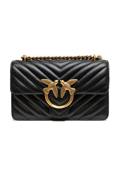 Black Leather Love One Mini Shoulder Bag PINKO